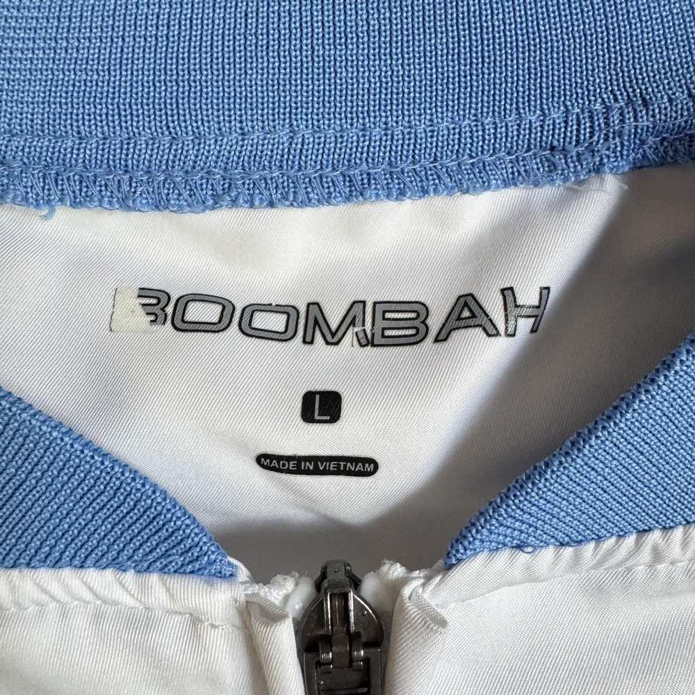 Boombah Pullover Mens Large White Blue Explosion Quarter Zip Windshirt Raglan - Picture 3 of 9